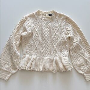 Aqua White Cable Knit Kids Sweater